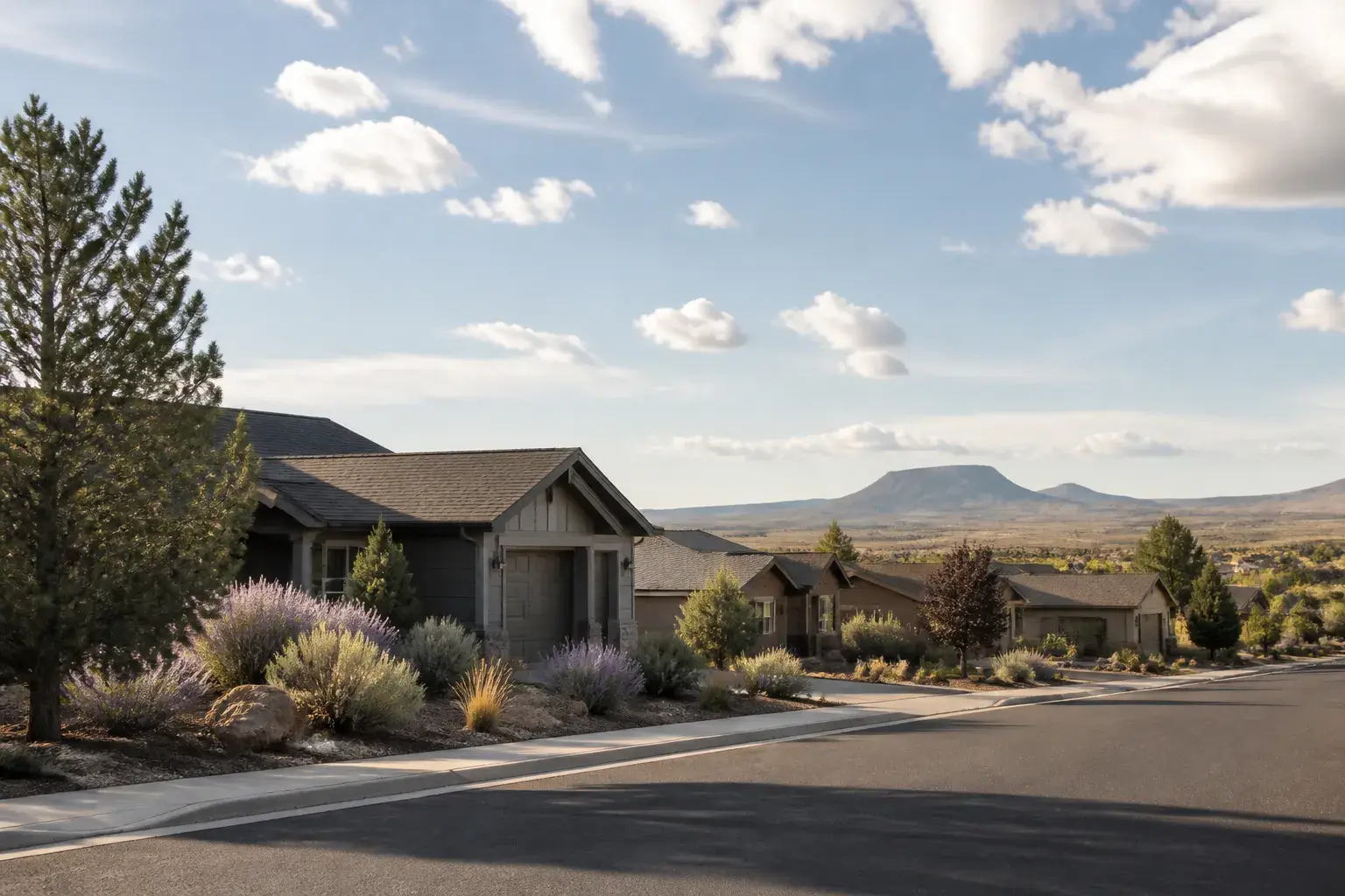 Redmond neighborhood with homes and high desert landscaping