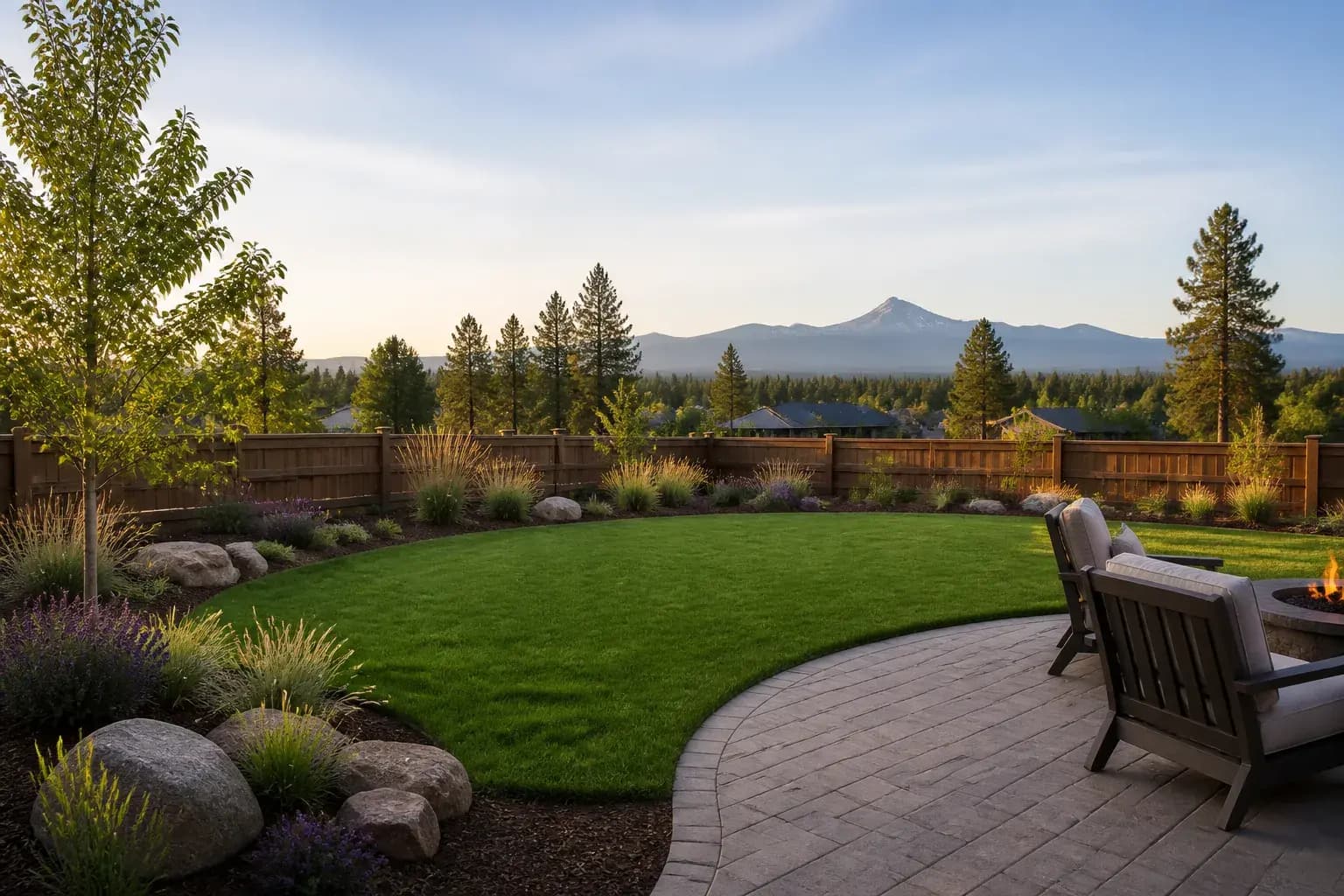 Open backyard landscape with room for text